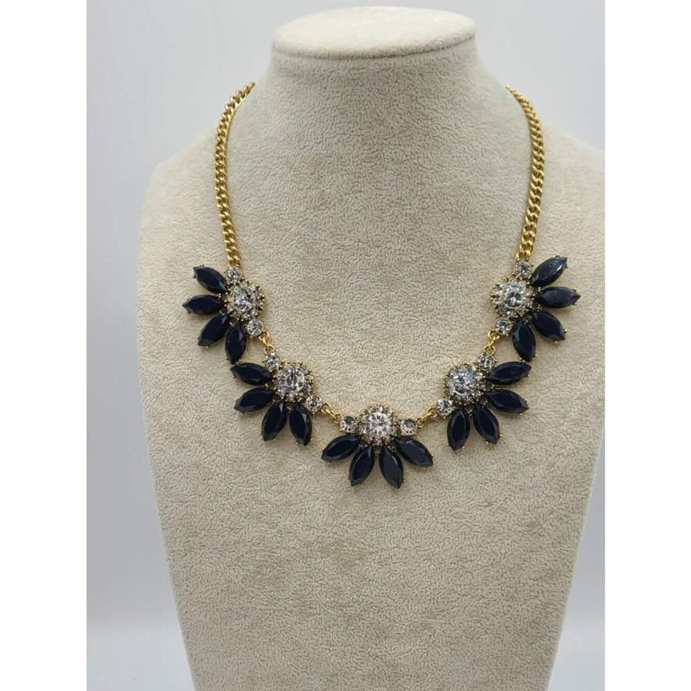 J Crew Black Clear Crystal Necklace